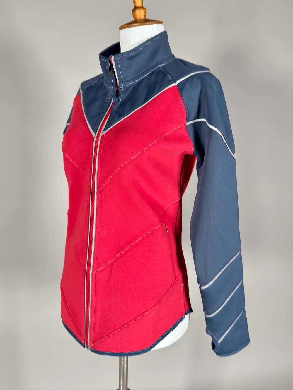 Women's Red and Blue Performance Zip Jacket